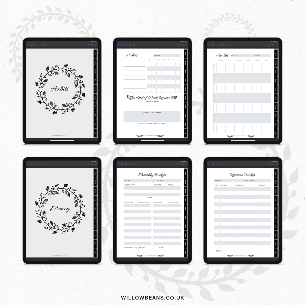 Floral Simplicity, A Simple Digital Planner By Willow Beans